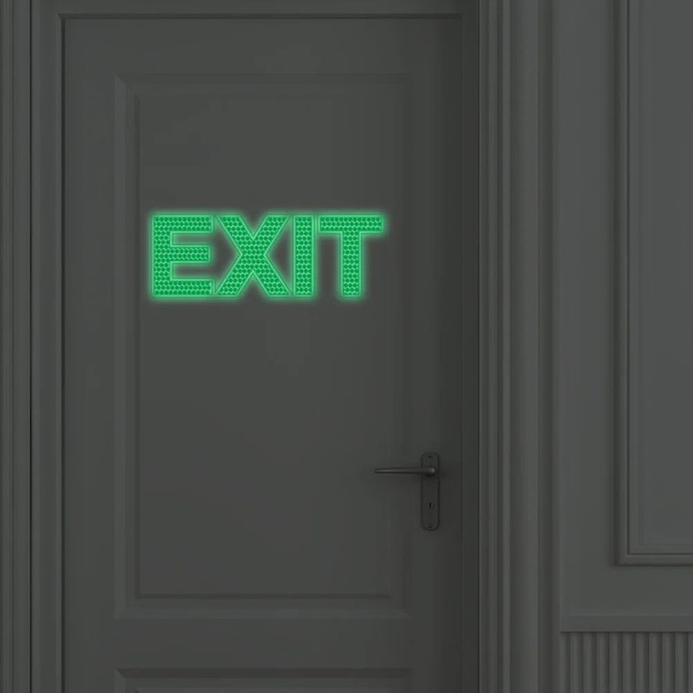 

Exit Wall Sticker Luminous Emergency Door Sign 6.5 X 19cm Safety Decal for Office Bar Hotel Night Glow Exit Sign