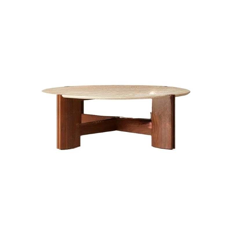 Natural travertine coffee table ash wood solid wood coffee table living room small apartment medieval