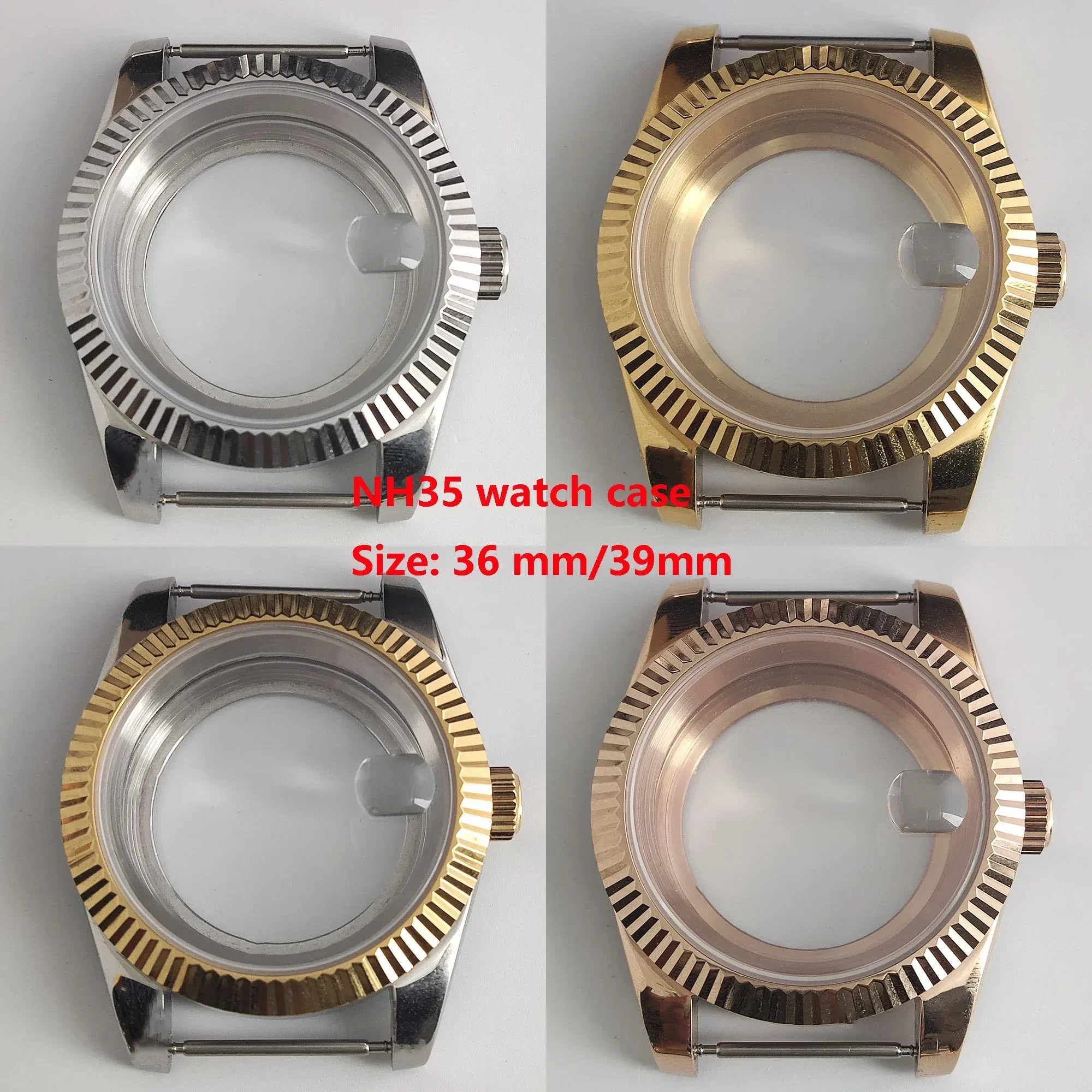 36mm/39mm oyster case silver gold rose gold case suitable for NH35/NH36 movement paired with sapphire crystal watch accessories