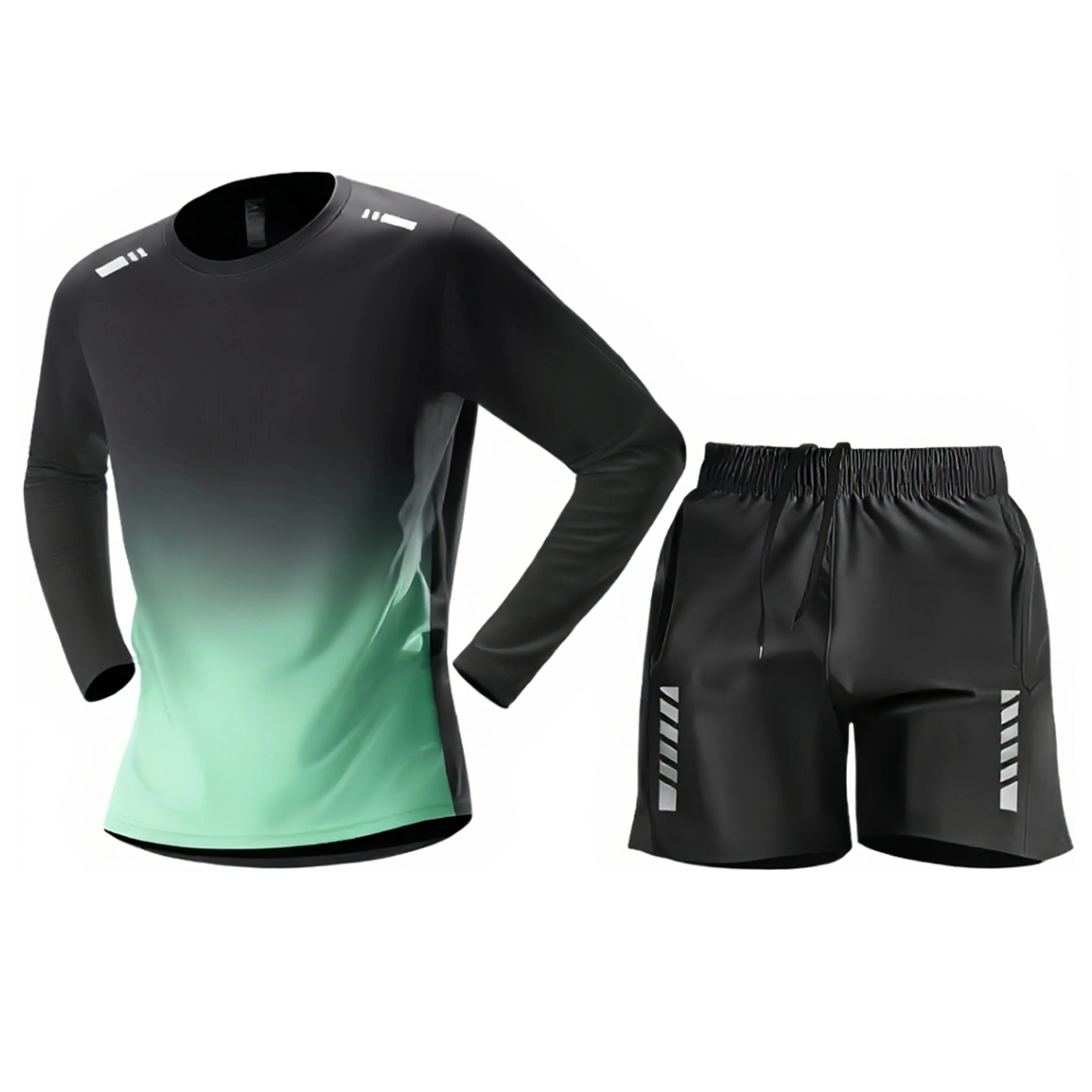 Set da 3 pezzi / 2 pezzi, protezione solare da uomo, abbigliamento da corsa mattutino per l'allenamento ciclistico, vestiti attillati ad asciugatura rapida