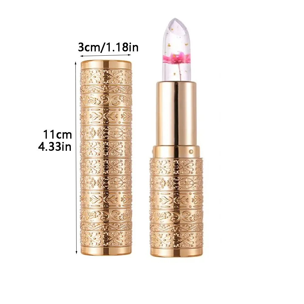 Color Changing Crystal Flower Jelly Lipstick Temperature Change Long Lasting Flower Lip Balm with Sequins Moisturizing