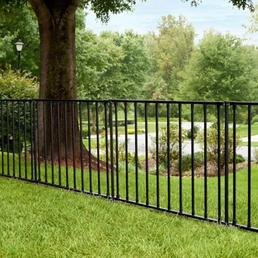 

Outdoor small dog fencing solution: 35in H x 42in W 2-panel no-dig zippity zurich poly-steel black temporary garden fence 3ft h