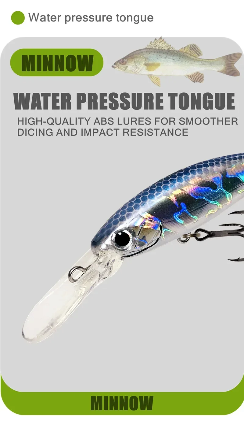 Langlippen-Minnow-Wobbler-Köder 6cm 4,7g Angelköder Tief Tauchender Sinkender Jerkbait Swimbait Künstlicher Harter Köder für Forelle und Barsch – Detail 5