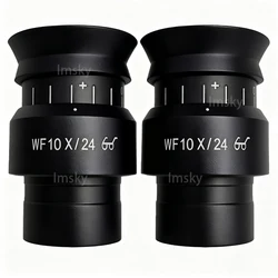 2pcs WF10X/24MM Microscope Eyepiece high Point Wide Field Binocular Stereo Microscope Lens Accessories Diopter Adjustable 30MM
