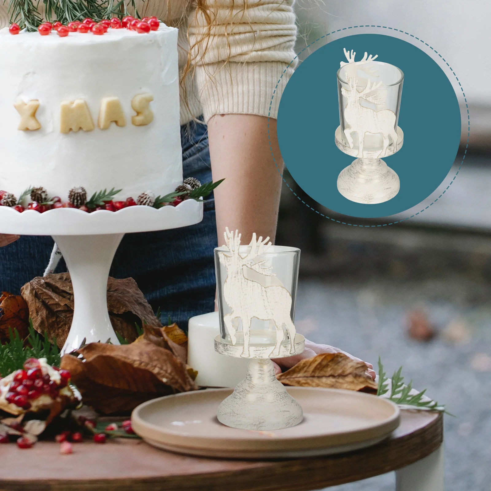 

Christmas Holder Metal Xmas Stand Rustic Black Frosted Finish Taper Holder For Tabletop Home Decor Party