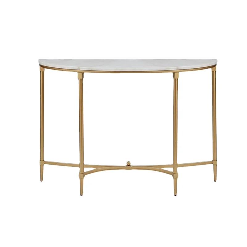 

Zc Nordic Marble Semicircle Console Tables Iron Hall Narrow Table