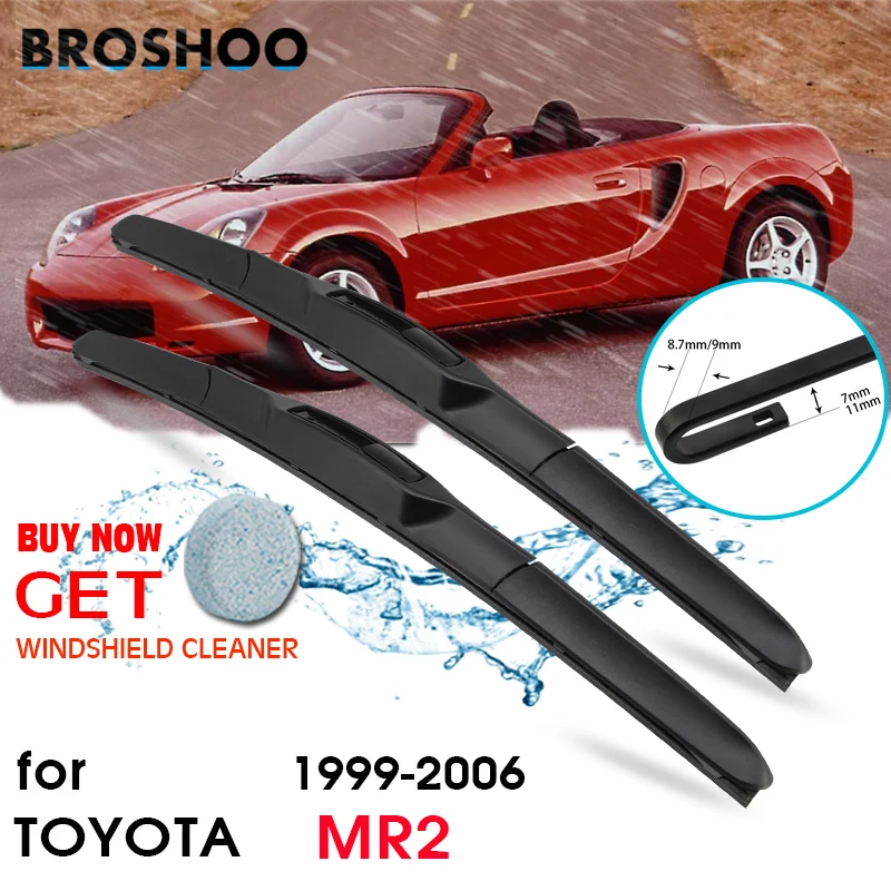 

BROSHOO Car Rubber Wiper Blades For Toyota MR2 Cabrio/MR2 Spyder,1999 2000 2001 2002 2003 2004 2005 2006 Fit Standard Hook Arm