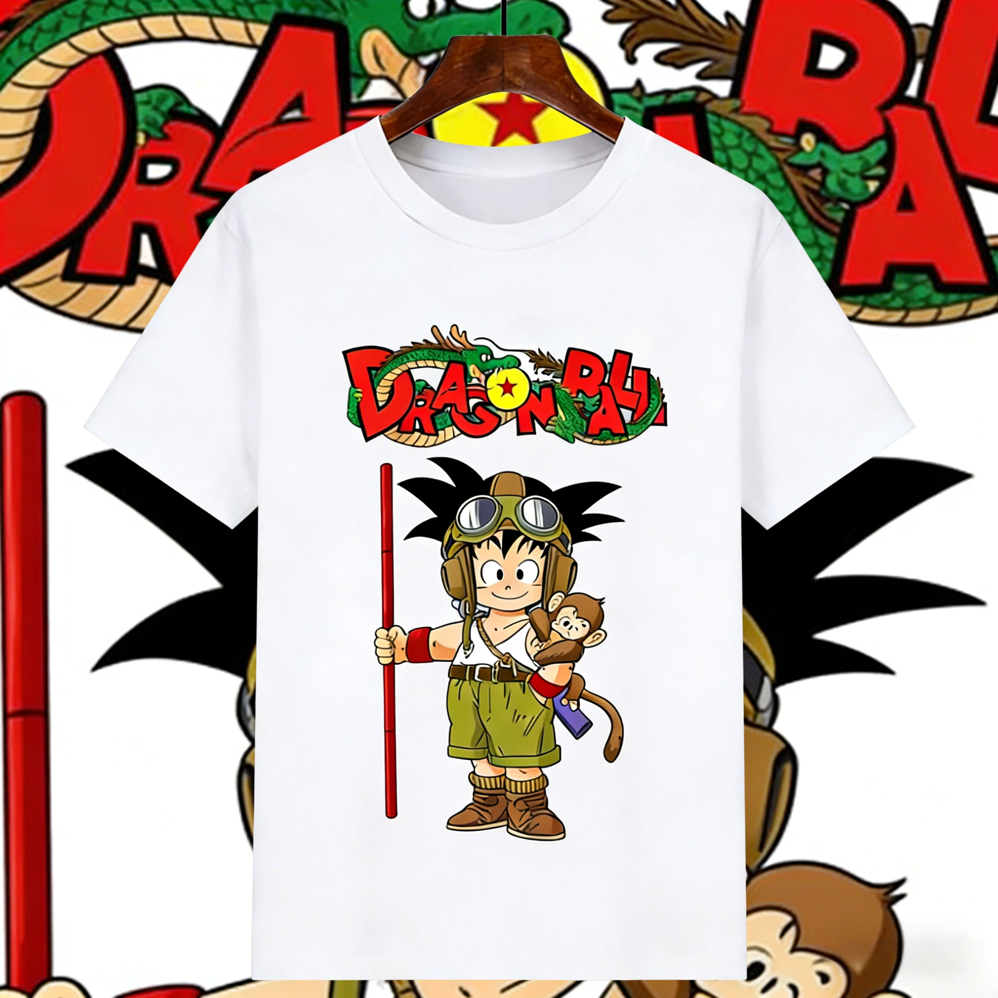

2026 Summer Dragon Ball Kid Goku Vintage Oversized T-Shirt 100% Cotton Anime Print Casual Y2K Tops for Men Women Kids