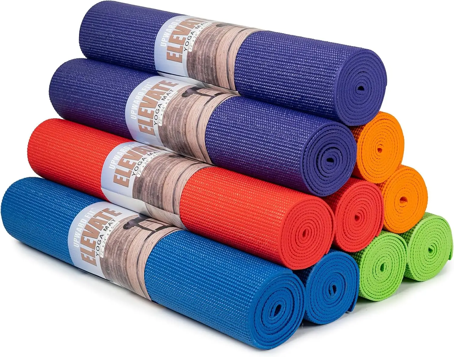 

Коврики для йоги Elevate Yoga Mats, 10 штук, 72 дюйма в длину x 24 дюйма в ширину, толщина 4 мм, нескользящие и легко моющиеся, для школ и студий.