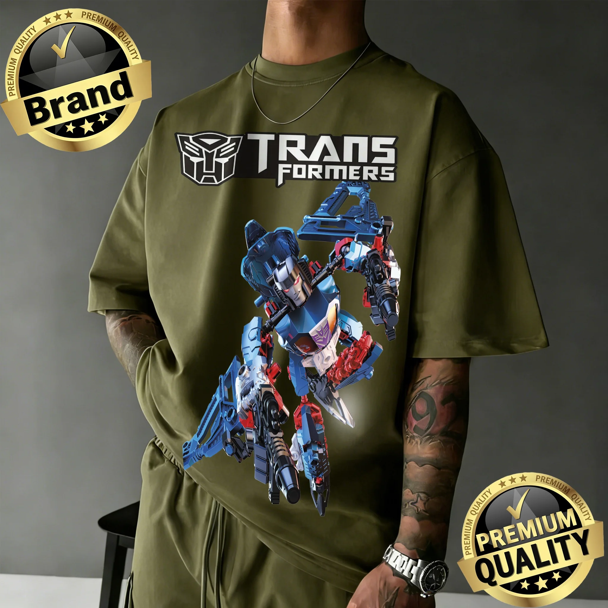 

2026 Summer Hasbro Transformers Shockwave Graphic Brand Print T-shirt Unisex Tops Breathable Oversize Loose Sleeve Vintage Y2K
