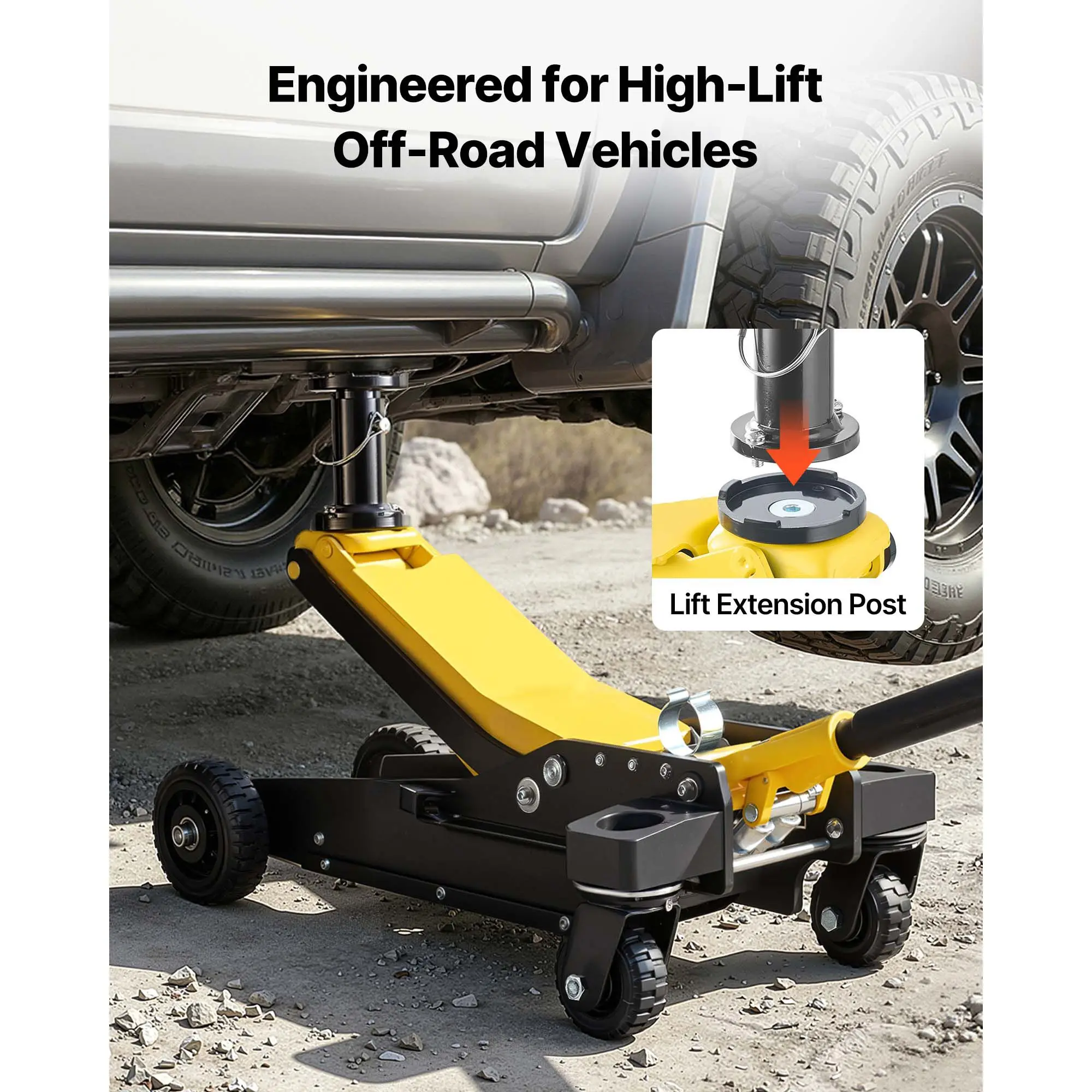 Floor Jack, 3 Ton (6614 lbs) Capacity, Aluminum & Steel Racing Floor Jack with Dual Pistons Quick Lift Pump & Extension Post, Hy
