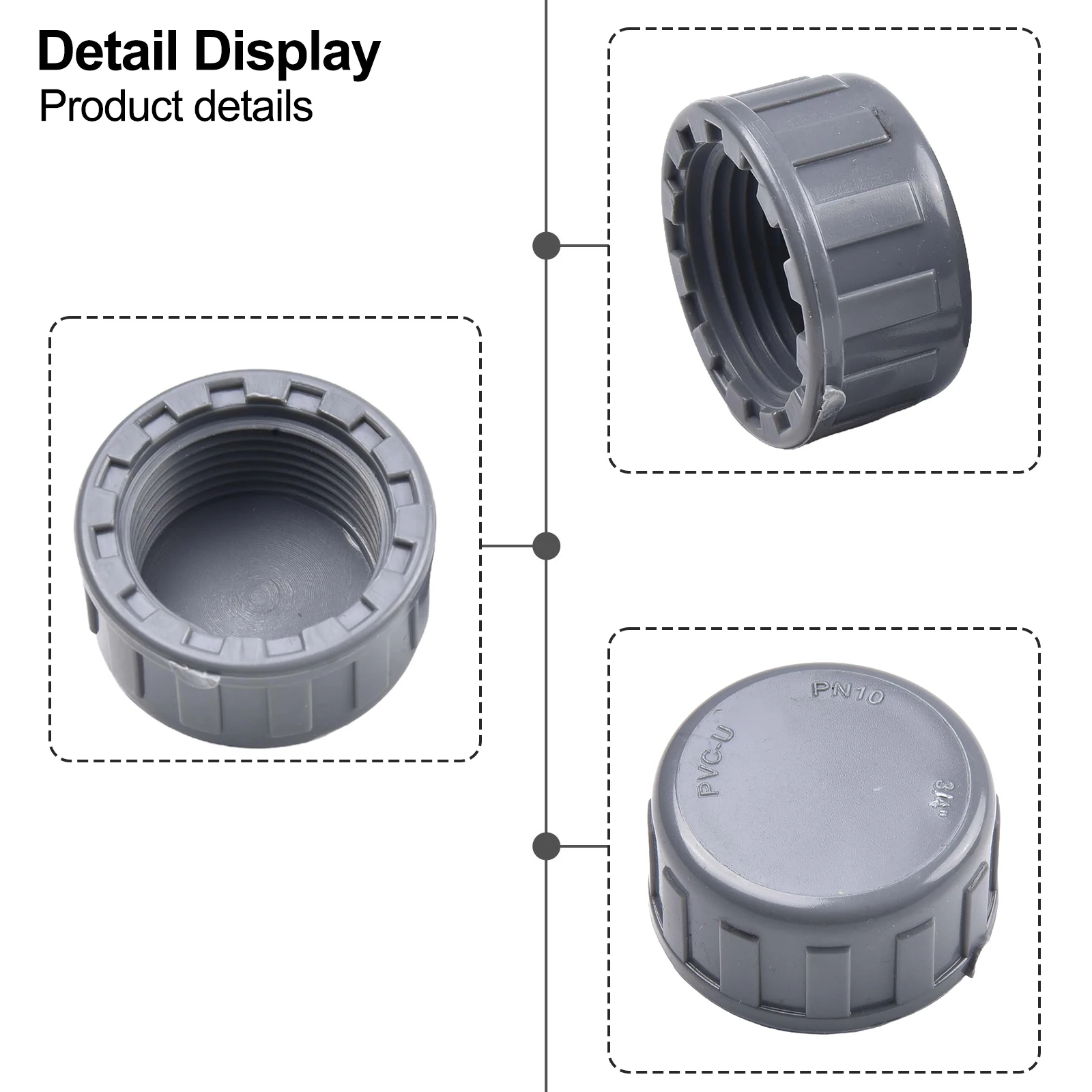 2pcs PVC Threaded Cap Round Female Thread Hose Connector With Rubber Seals Kit 20mm/25mm/32mm Pipe Ends Blanking Plug