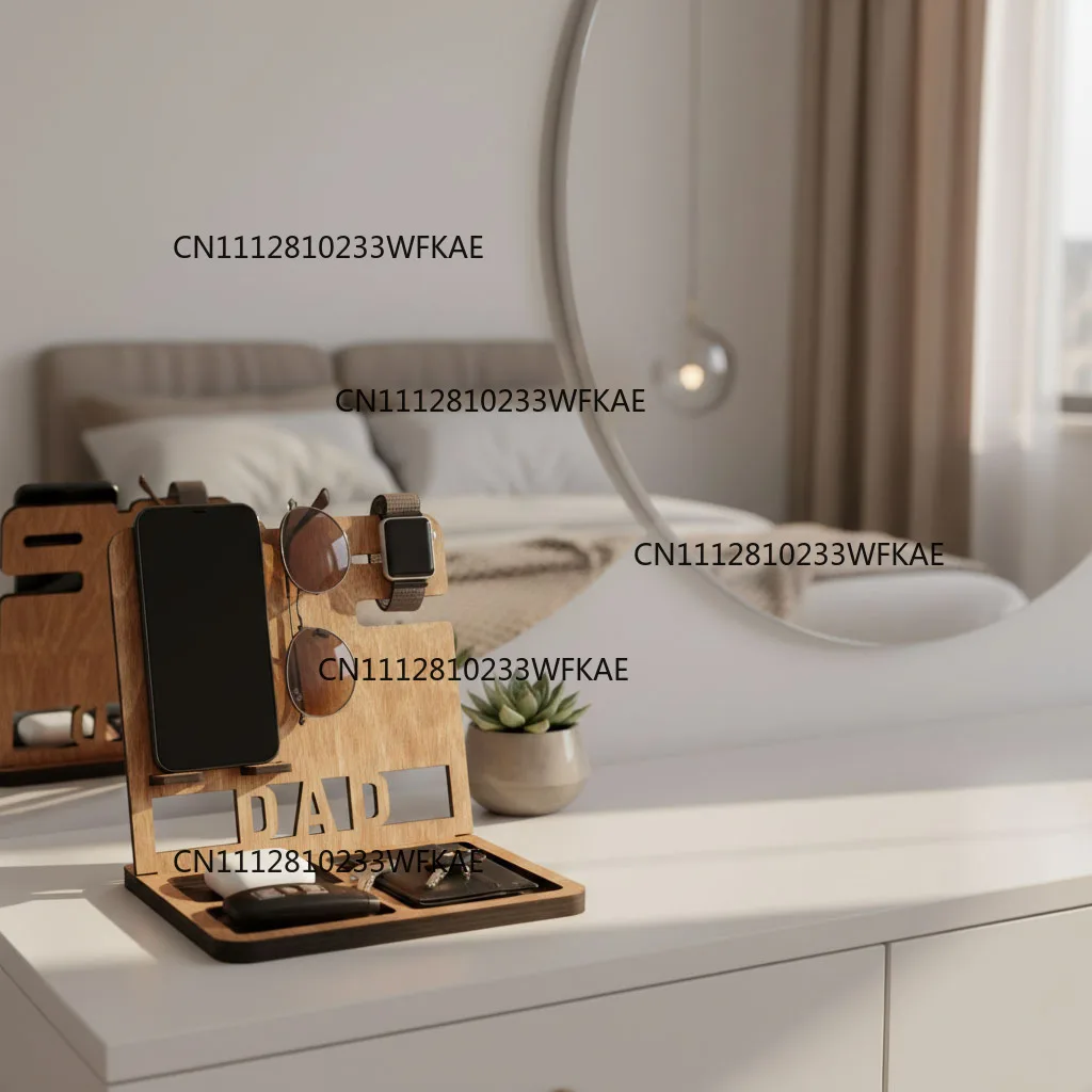 Wooden mobile phone holder Desktop bedside storage rack Multifunctional hanging watch glasses keychain rack