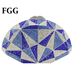 Boutique De FGG Novelty Women Crystal Evening Bags Bridal Rhinestone Minaudiere Handbags Party Dinner Prom Metal Clutches Purse