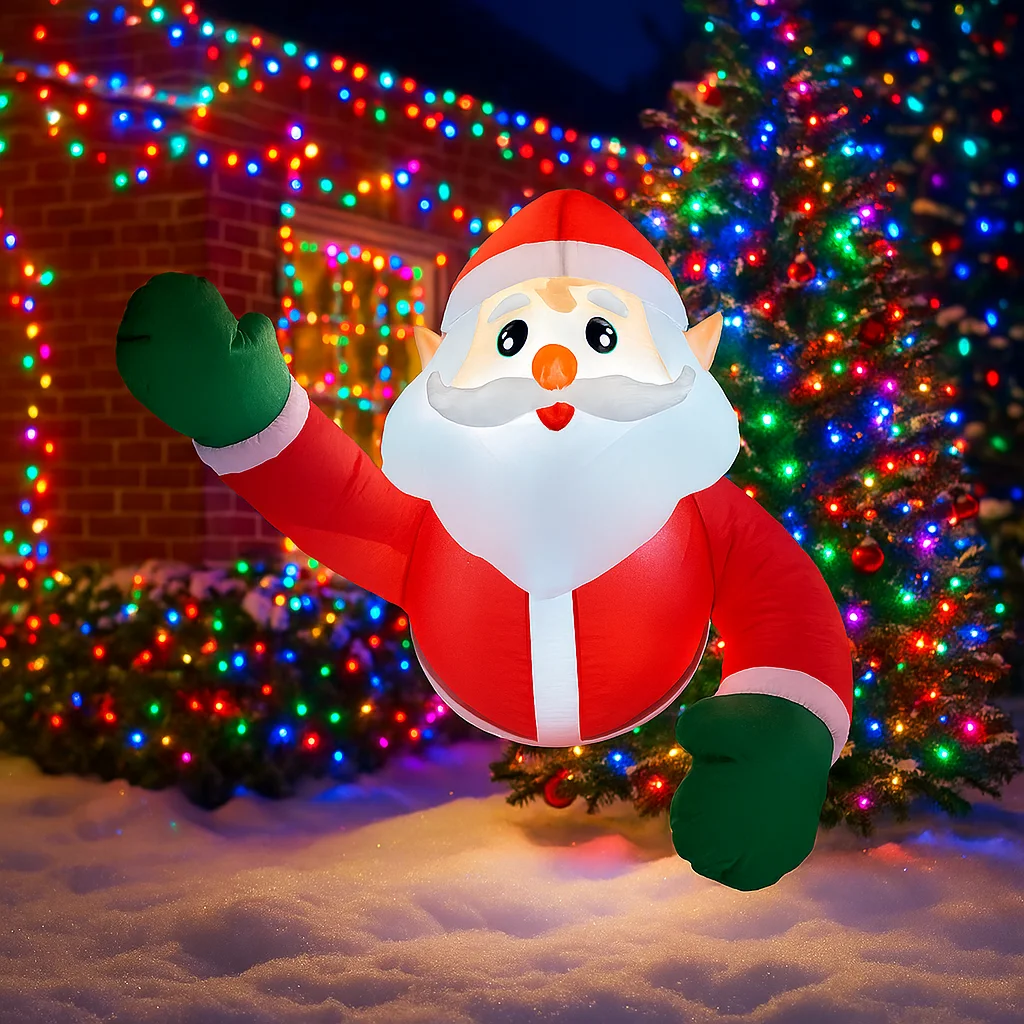 0,8 м/2,6 фута рождественские украшения надувная игрушка Санта-Клаус забавные украшения для дома и двора со светодиодным декором Рождественский уличный декор игрушка