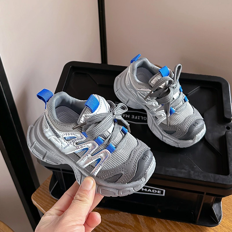 Kids Fashion Spots Shoes Spring Autumn Thick Sole Boy Girl Breathable School Sneakers Patchwork Non-Slip Children Trainers Shoes