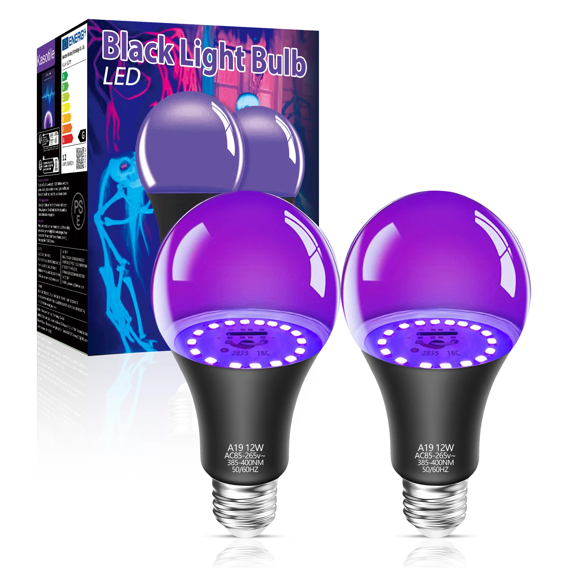

Kasotile 12W E27 UV Purple Black Light Bulb for Party Supplies Glow in the Dark Party Lamp Blacklight Bar Fluorescent Decoration