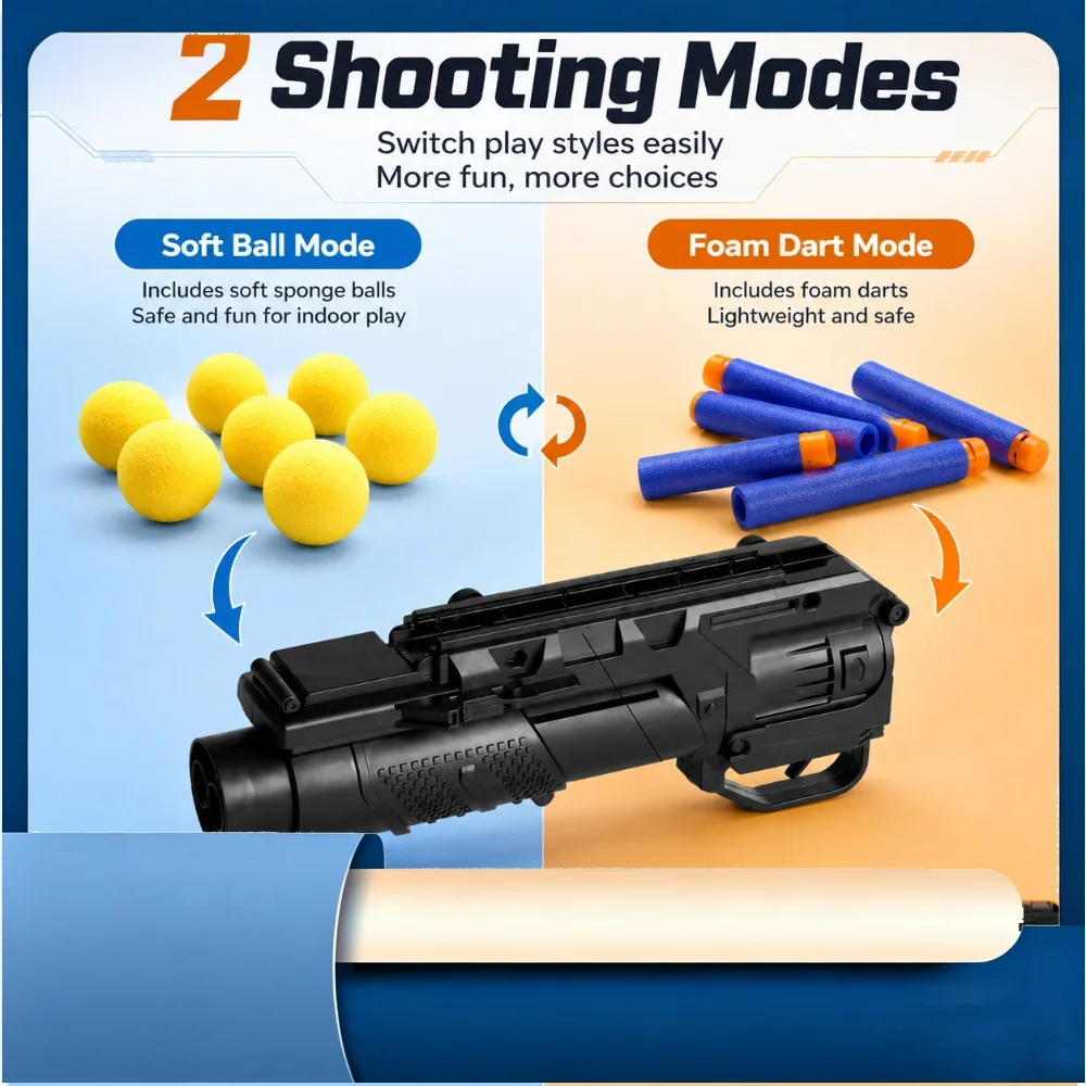 Universal 20mm Bottom Rail Under Mount Blaster Dual Shooting Modes Sponge Soft Ammo Launcher Toy Accessory