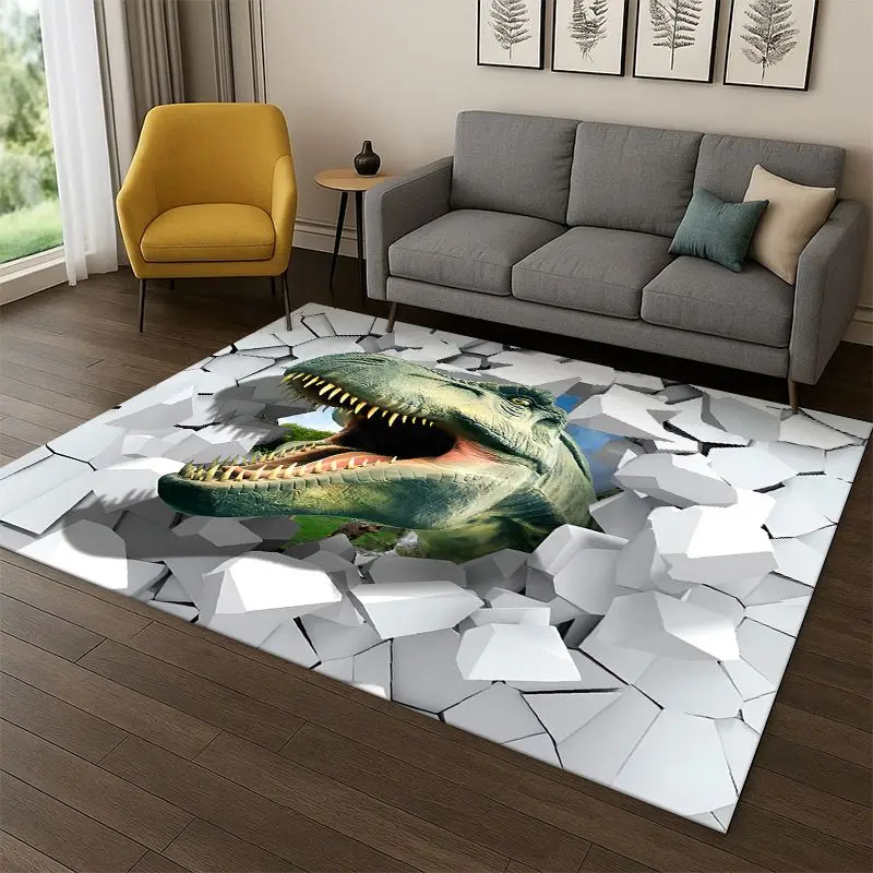3D Illusion Pattern Hallucination Dino Carpet Rug for Bedroom Living Room Sofa Playroom Doormat Home Decor Non-slip kids