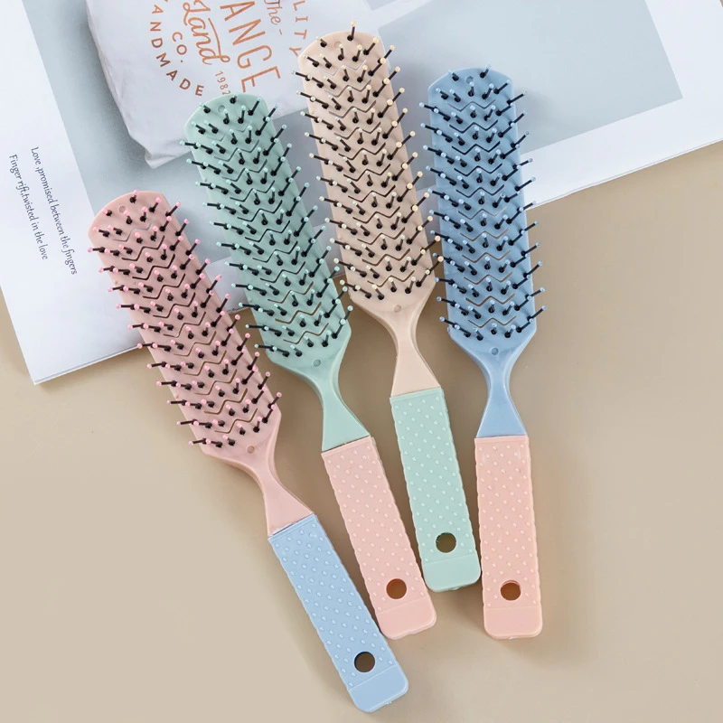 Hairstyle Curly Hair Brush Professional Wet Styling Dryers Hairbrush For Salon Home Plastic Handle Roll Round Comb Detangling