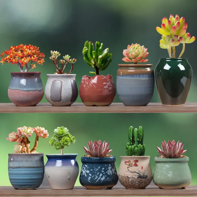 

Succulent flower ceramic small old pile peach egg control stoneware breathable meat small flower pot thumb pot spot wholesale