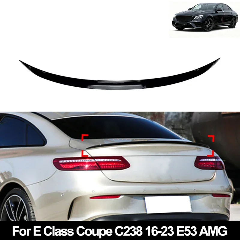 For Benz Accessories E Class Coupe C238 2016-2023 E53 AMG Car Rear Trunk Spoiler Wing Boot Lip Glossy Black Soft Plastic