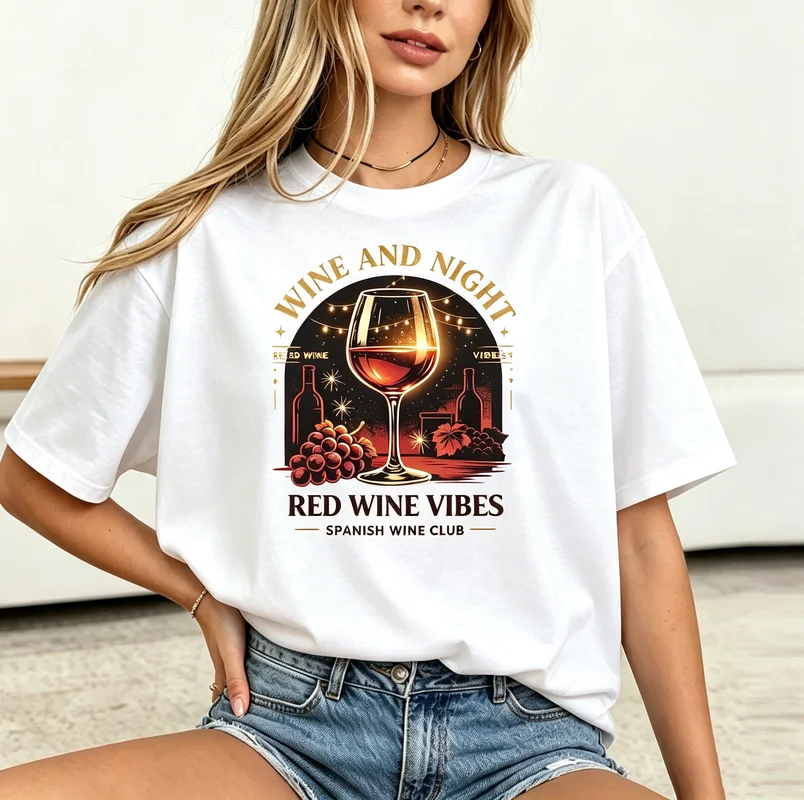 Unisex Spanish Wine Club Graphic Tee Retro Wine Glass Bottle Grape Print Casual Short Sleeve Nightlife Vacation Shirt Tops Y2k