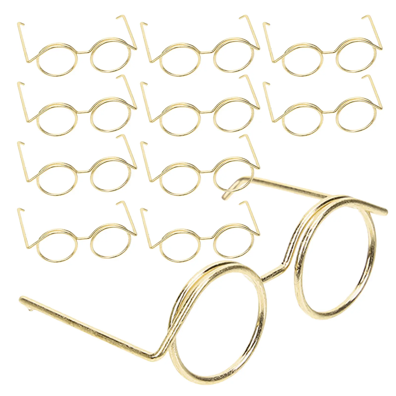 30Pcs Small Round Eyeglasses - Classic Metal Wire Frame for Mini Figures - Versatile Craft Decoration Props for Themed Displays