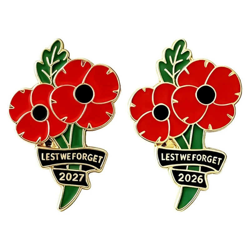 New Creative Four Color Flower Brooch Military Enthusiast Memorial Badge Festival Party Pin DIY Clothing Bag Hat Scarf Accessory