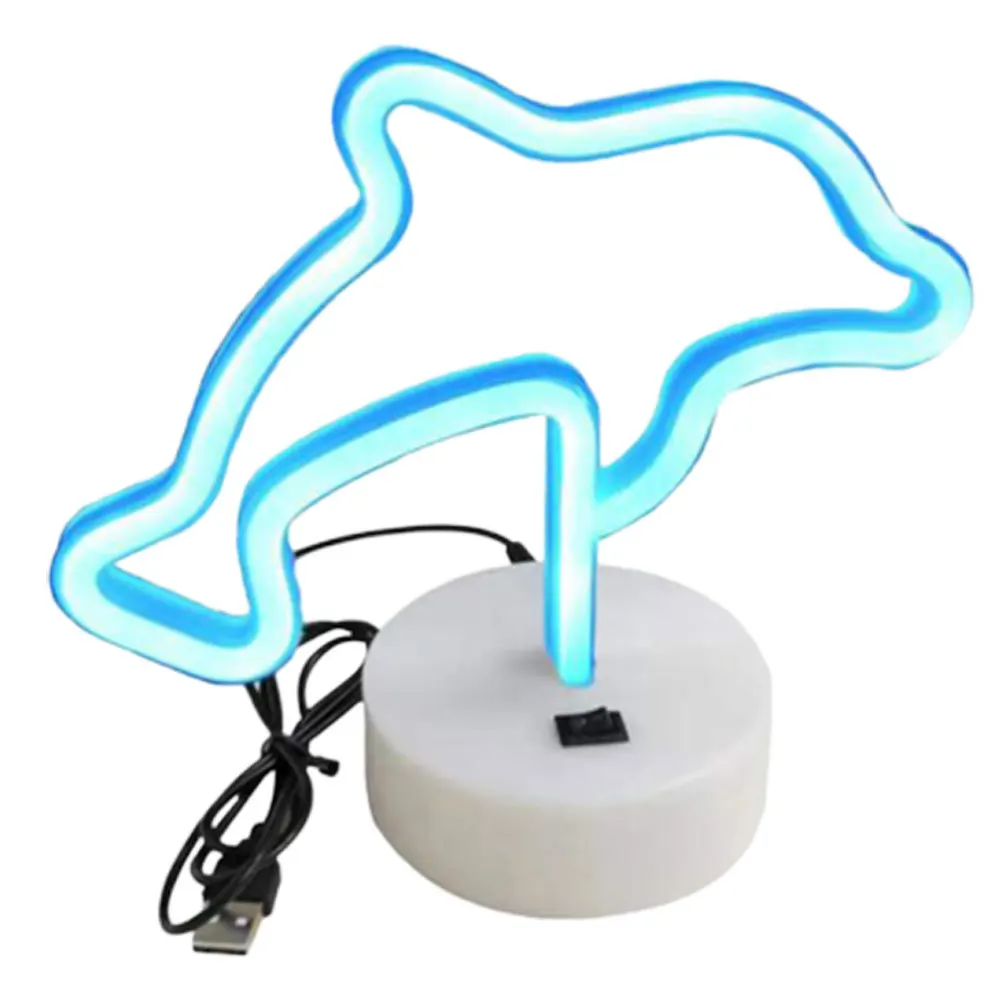 Dolphin Shaped Lamp Light LED Night Light for Home Office Cafe Party Decor 3D Creative Atmosphere Lighting