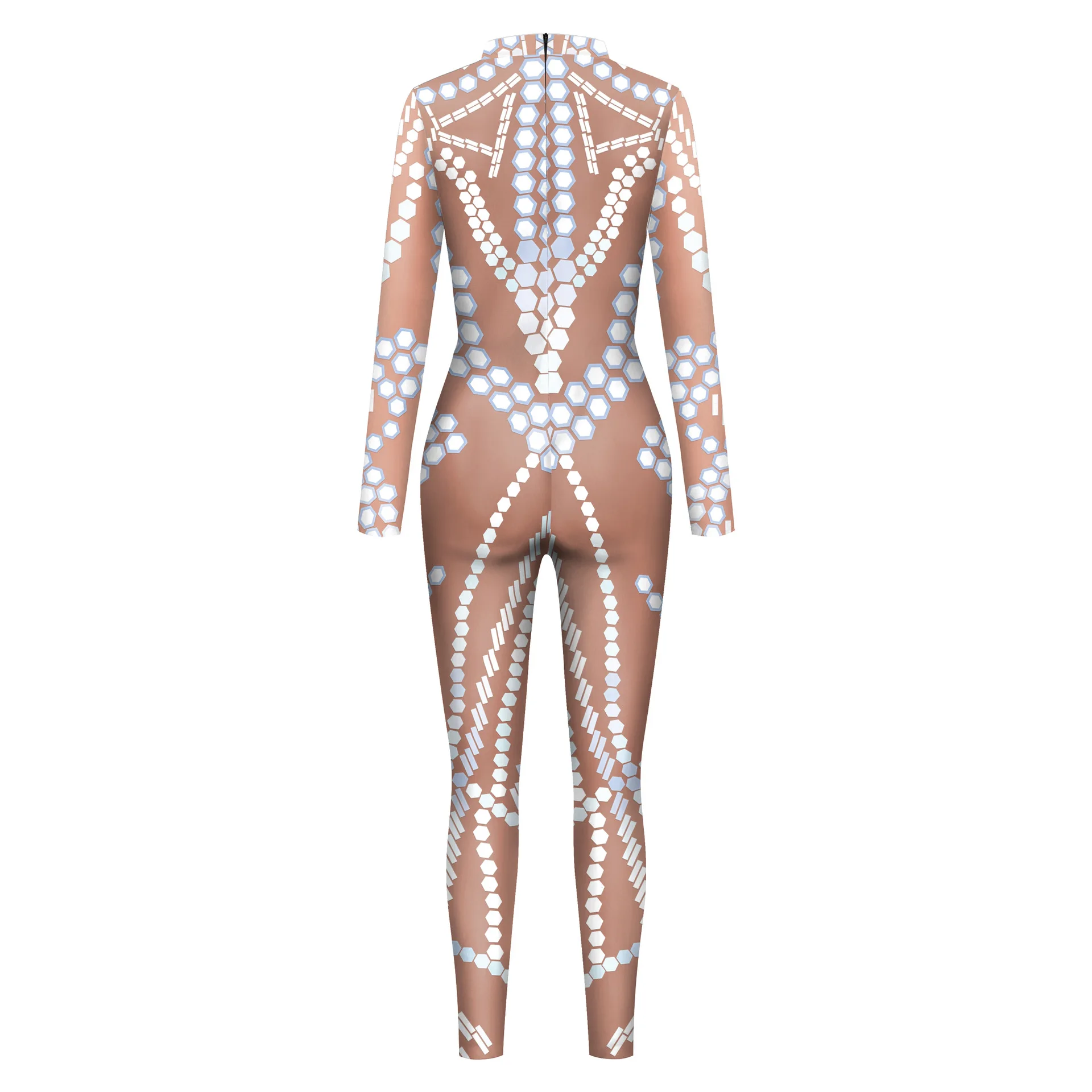 Women Men Fake Sequin 3D Printing Halloween Cosplay Costumes Adults Anime Punk Styles Machine Robot Role Play Dress Up Jumpsuit