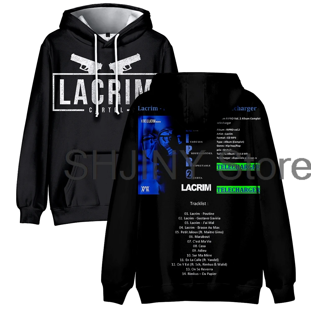 Lacrim Merch-Sudadera con capucha de manga larga para hombre y mujer, ropa de calle informal, Sudadera con capucha 3D, ropa de moda