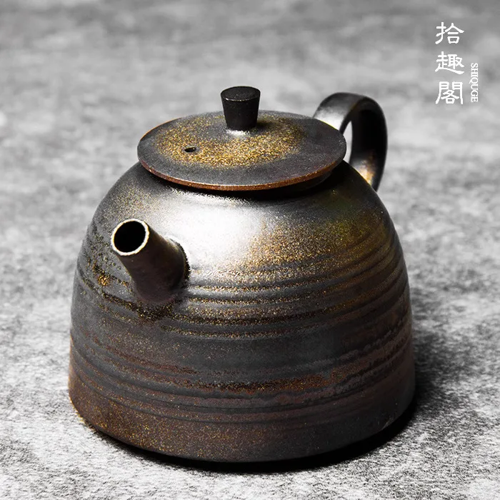 

Handmade Gilded Glazed Ceramic, Ball Hole Filter, Coarse Pottery, Small, Zen Kung Fu Tea Set, Single