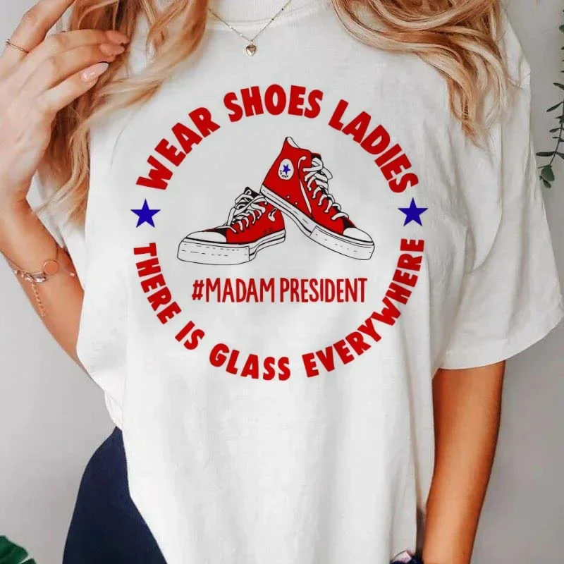 Wear Shoes Ladies Madam President T-Shirt Short Sleeved Women's Trendy Versatile Top Women's Street Printed O-Neck T-Shirt