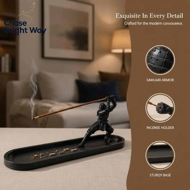 Incense Tray Samurai Katana Design Incense Stick Holder Decorative Resin Ash Catcher for Home Spa Meditation Altar Ornament