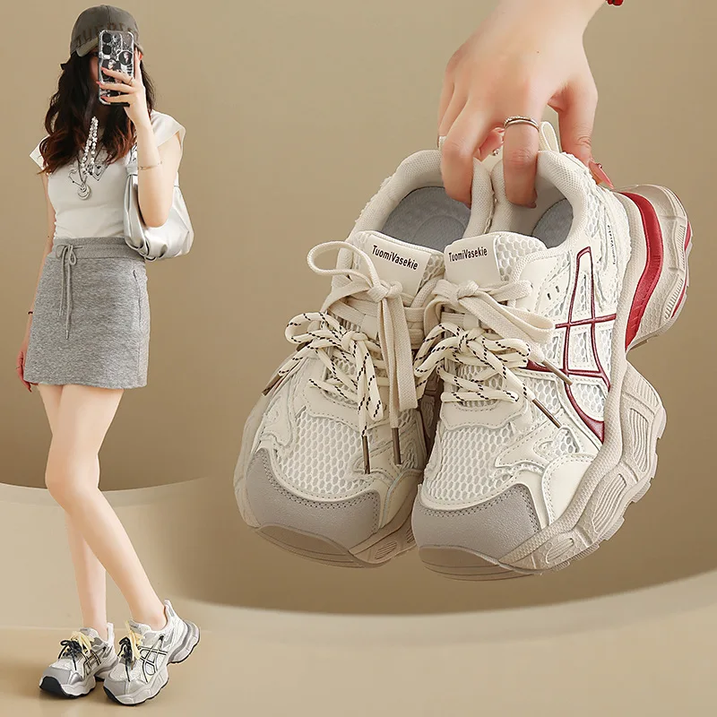 

Women's Summer Sports Running Shoes 2026 Dad Style Thick Sole Casual Increase Height New Fashion Footwear