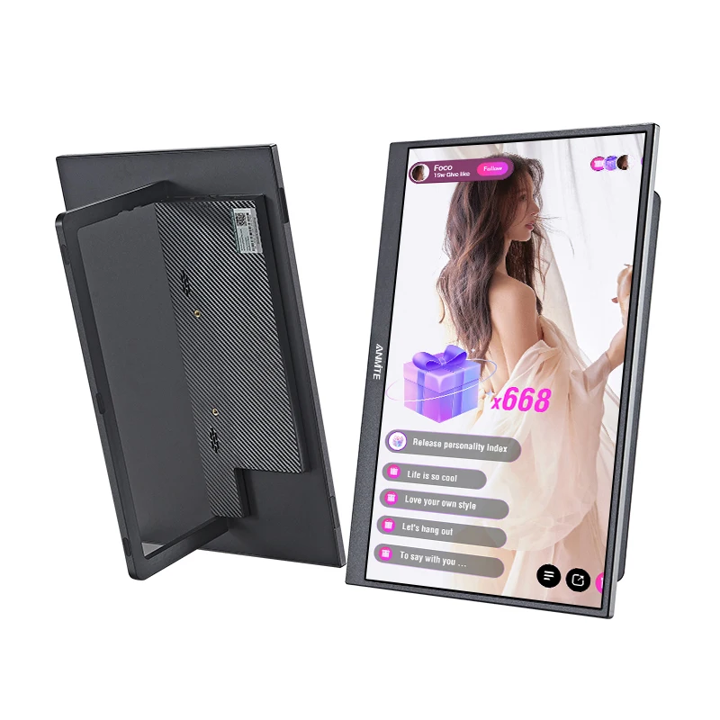 Anmite 15.6/18.5 Inch Wireless Projection Monitor Automatic Rotation Portable Display for Laptop, Mac and Phone WiFi Projection