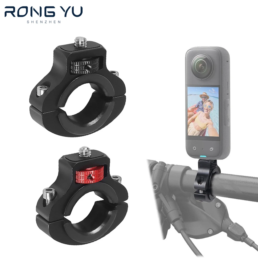 Metal Reinforced Motorcycle Bicycle Handlebar Clip Mount 1/4' Screw Phone Holder for Insta 360 X2 X3 X4 Dji Camera Accessories