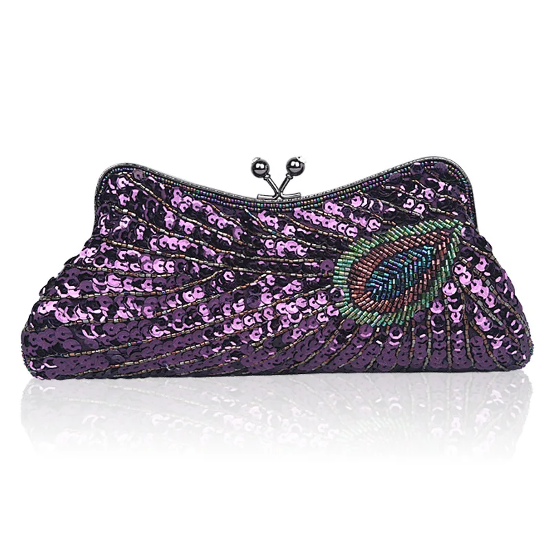 Bead Embroidered Sequined Dinner Bag Peacock Hand Shoulder Oblique Span Women's Dress Bag Handtaschen Luxus Bolsos De Lujo Mujer