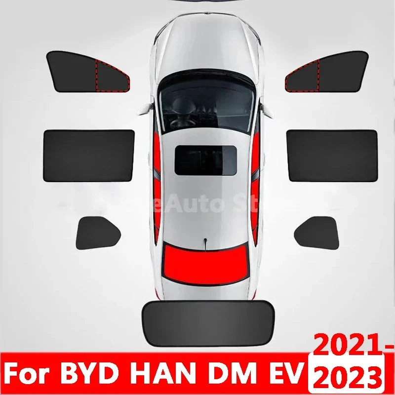 

For BYD HAN DM EV 2021 2022 2023 Car Magnetic Sunshade Side Window Shade Custom Mesh Curtains Sun Visor UV Heat Protection Cover