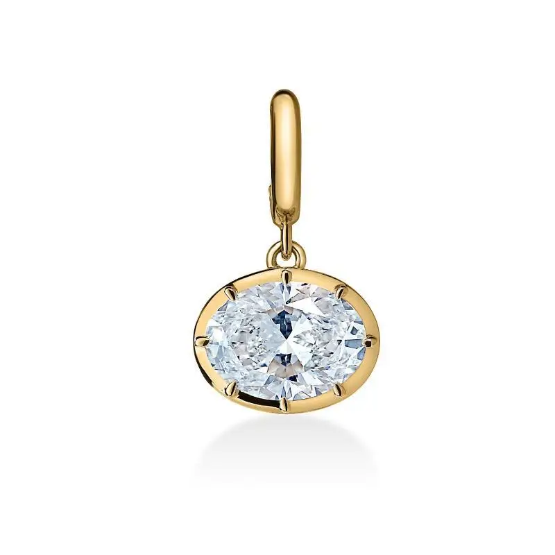 White Zircon Pendant Bead Chain Necklace Gold Color Plated Simple Daily Jewelry Gift Women's Geometric