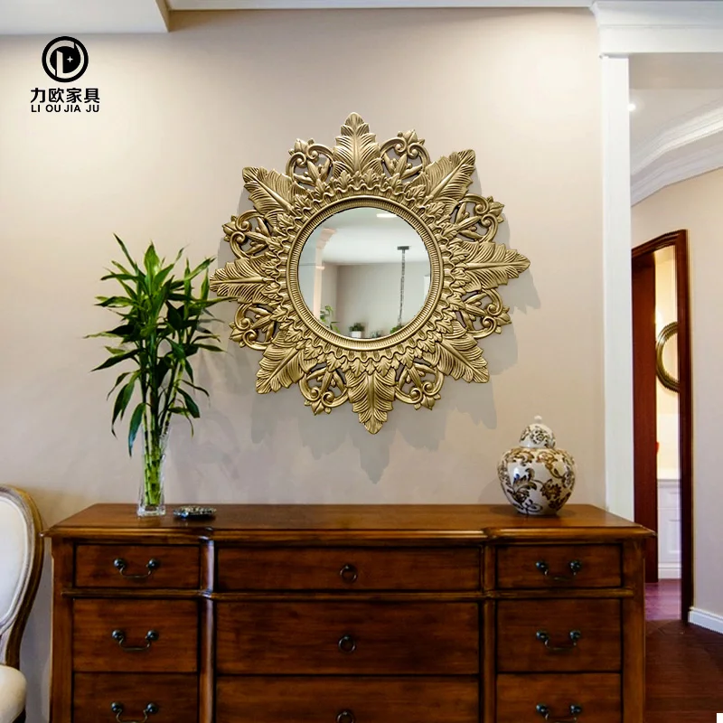 YFY  Retro round Decorative Mirror Fireplace Sunglasses Dining Room Art Mirror
