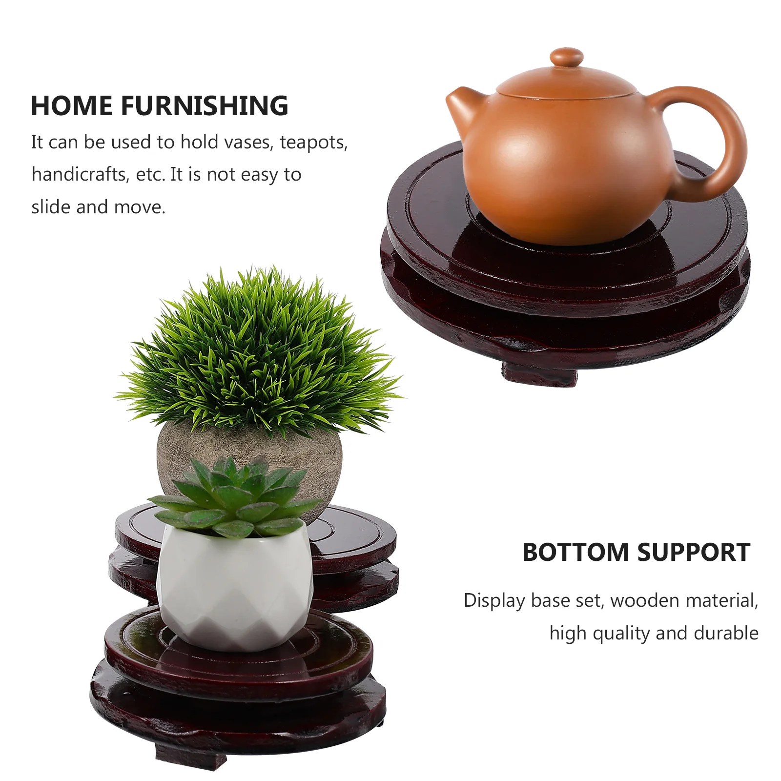 

3pcs Wooden Display Bases Rotating Wood Turntable For Vase Flower Pot Bonsai Tea Set Holder Home Office Decor Ornament Stand
