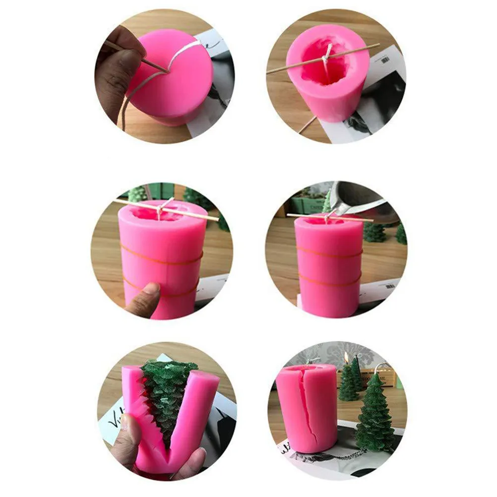 1Pcs 3D Silicone Christmas Tree Mold Food Grade Non-Stick Flexible Mold for DIY Handmade Soap Chocolate Candy Baking