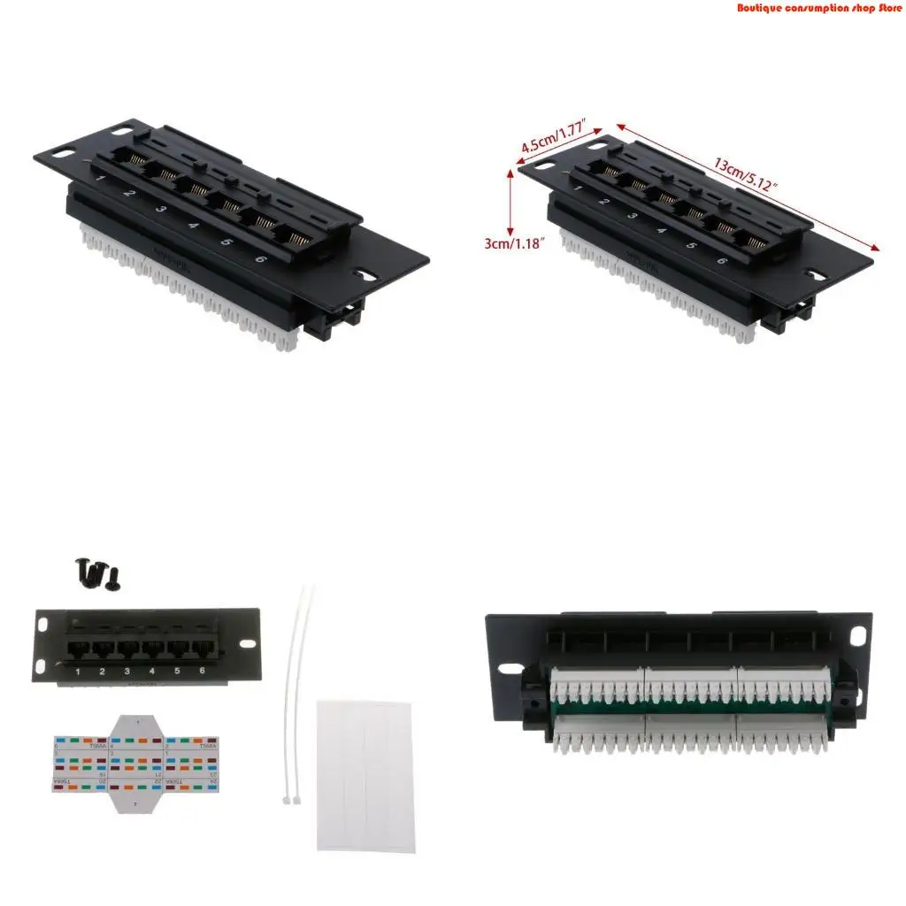 L9NA 6-Port CAT5e Unshielded Patch Panel Rackmount 6 x Gigabit RJ-45 Ethernet Ports