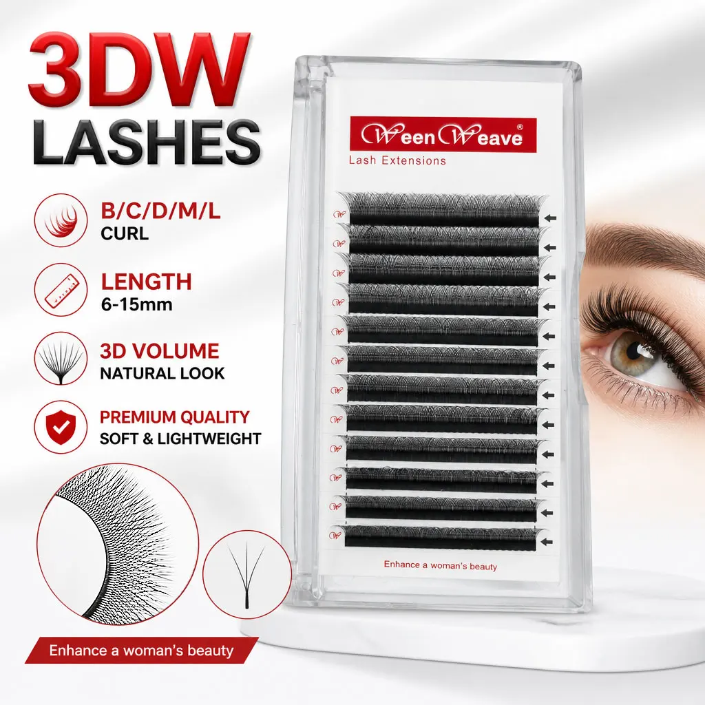 Eyelash Extension 3D W WeenWeave C/D/L/M Curl 6-15MM Black High Quality Fluffy Natural False Eyelashes накладные ресницы