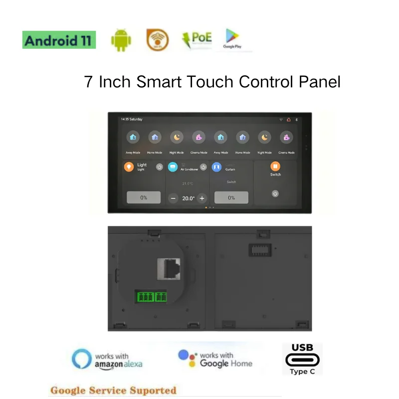 2026 New 7inch  Android smart home hub smart central control screen hotel Touch Temperature Control display Wall Central POE