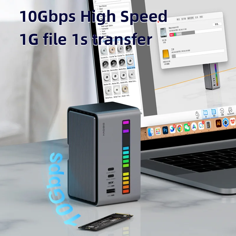 Hagibis-USB Cドッキングステーション,デュアルhdmi互換,m.2 ssdアプリケーション,100w,PD USBハブ,ノートブック,macbook pro用