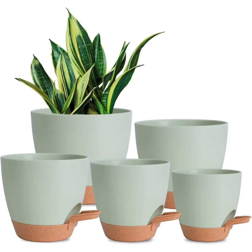 

Plant Pots Indoor 7/6.5/6/5.5/5 Inch Self Watering Planters for Indoor Plants with Drainage Hole, Plastic Flower Pot