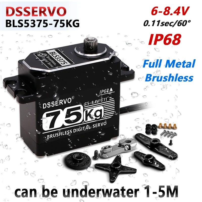 75Kg Digital Servo Full Metal Brushless Motor 180/270/360 Degree Underwater IP68 Servos with Arm for DIY RC Car Robot Plane Toys